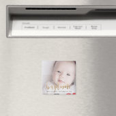 Benutzerdefiniertes Foto | Taufe Goldkalligraphie Magnet (In Situ (Geschirrspüler))