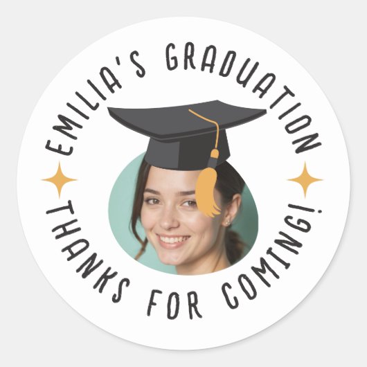 Benutzerdefiniertes Foto Text Abschluss Vielen Dan Runder Aufkleber (Vorderseite)