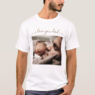 Benutzerdefiniertes Foto-Text-Ich-liebe-dich-Vater T-Shirt