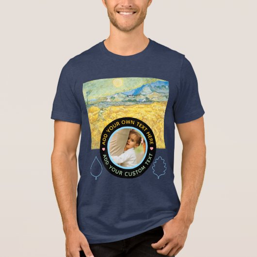 Benutzerdefiniertes Foto Text - Van Gogh Art Gebur Tri-Blend Shirt (Vorderseite)