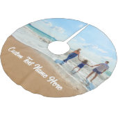 Benutzerdefiniertes Foto Text Weihnachtsbaum Rock Polyester Weihnachtsbaumdecke (Schrägansicht)