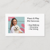Benutzerdefiniertes Foto Trendy Dog Pet Services B Visitenkarte (Vorderseite)