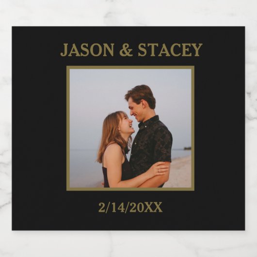 Benutzerdefiniertes Foto und einfaches Text Schaumweinetikett (Einzelnes Label)