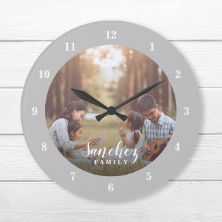 Benutzerdefiniertes Foto und Familienname Personal Große Wanduhr
