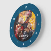 Benutzerdefiniertes Foto und Familienname Personal Große Wanduhr (Winkel)
