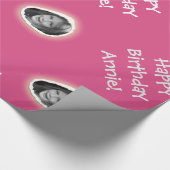 Benutzerdefiniertes Foto und Gruß auf Rosa Geschenkpapier (Ecke)