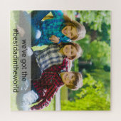 Benutzerdefiniertes Foto und Hashtag Bester Vater Puzzle (Horizontal)