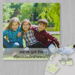 Benutzerdefiniertes Foto und Hashtag Bester Vater  Puzzle<br><div class="desc">Fügen Sie Ihren eigenen Hashtag zu diesem maßgeschneiderten Foto-Puzzle für den besten Vater der Welt hinzu. Die Fotovorlage ist für Sie Set, um Ihr eigenes Foto hinzuzufügen und Sie können auch das Texteüberlagern bearbeiten. Der Beispieltext lautet "Wir haben die #bestdadintheworld got", die Sie nach Belieben behalten oder bearbeiten können. Der...</div>