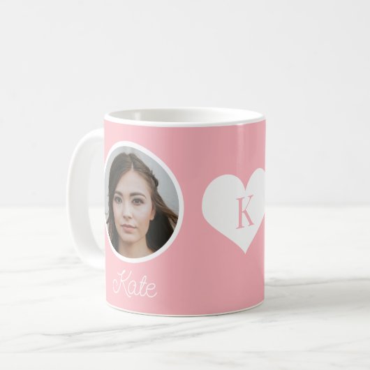 Benutzerdefiniertes Foto und mit Monogramm Name Kaffeetasse (Vorderseite Links)