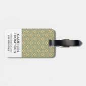 Benutzerdefiniertes Foto und Monogramm-Grün/Gelb-M Gepäckanhänger (Rückseite horizontal)