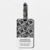 Benutzerdefiniertes Foto- und Monogramm-Schwarzes  Gepäckanhänger (Rückseite vertikal)