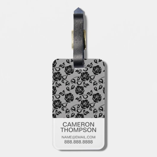 Benutzerdefiniertes Foto- und Monogramm-Schwarzes  Gepäckanhänger (Rückseite vertikal)