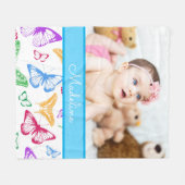 Benutzerdefiniertes Foto und Name Butterfly-Muster Fleecedecke (Vorderseite (Horizontal))