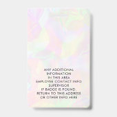 Benutzerdefiniertes Foto und Name Iridescent Holog Ausweis (Back)