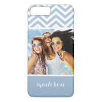 Benutzerdefiniertes Foto und Name Light Blue Zickz