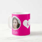 Benutzerdefiniertes Foto und Name mit Monogramm in Kaffeetasse (Vorderseite Links)