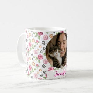 Benutzerdefiniertes Foto und Name Wasserfarben Ros Kaffeetasse