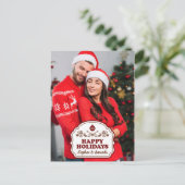 Benutzerdefiniertes Foto und Namen Happy Holidays  Postkarte (Stehend Vorderseite)