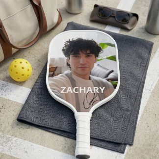 Benutzerdefiniertes Foto- und Namensmonogramm Pickleball Schläger