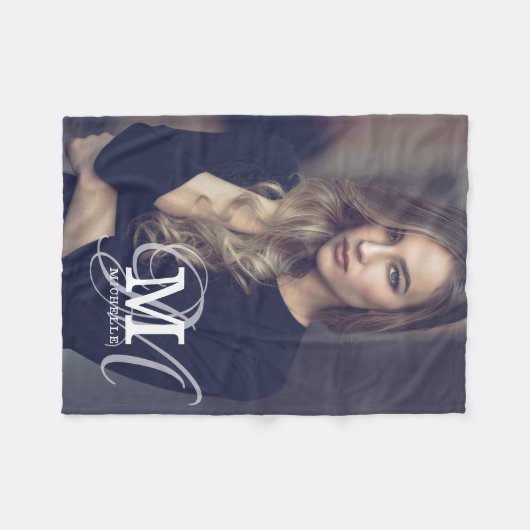 Benutzerdefiniertes Foto und Namenstypografie Fleecedecke (Vorderseite (Horizontal))