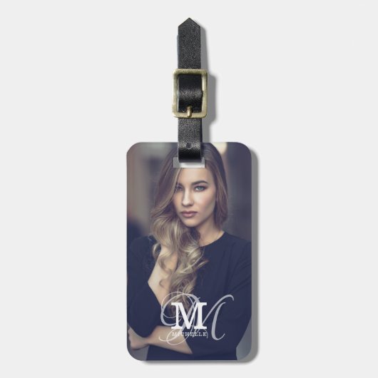 Benutzerdefiniertes Foto und Namenstypografie Gepäckanhänger (Vorderseite vertikal)