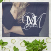 Benutzerdefiniertes Foto und Namenstypografie Geschirrtuch (Gefaltet)