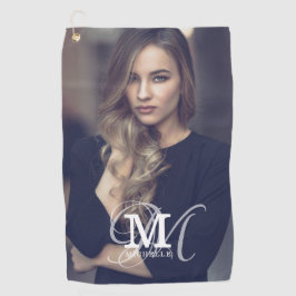 Benutzerdefiniertes Foto und Namenstypografie Golfhandtuch