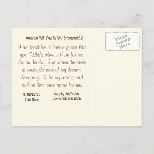 Benutzerdefiniertes Foto und personalisierte Meldu Einladungspostkarte (Rückseite)