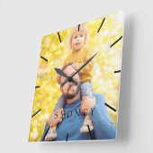 Benutzerdefiniertes Foto und Personalisierter Name Quadratische Wanduhr (Winkel)