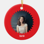 Benutzerdefiniertes Foto und Personalisierter Text Keramik Ornament (Vorne)