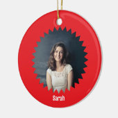 Benutzerdefiniertes Foto und Personalisierter Text Keramik Ornament (Links)