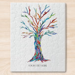 Benutzerdefiniertes Foto und Personalisierter Text Puzzle<br><div class="desc">Dieses stilvolle Puzzle ist mit einem niederbogenfarbenen Mosaikbaum geschmückt. Passen Sie es mit einem Namen oder einem inspirierenden Zitat an. Original Mosaik © Michele Davies.</div>