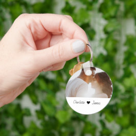 Benutzerdefiniertes Foto und Personalisierter Text Schlüsselanhänger