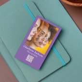 Benutzerdefiniertes Foto und Qr-Code Lila Lässig Visitenkarte