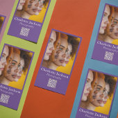 Benutzerdefiniertes Foto und Qr-Code Lila Lässig Visitenkarte