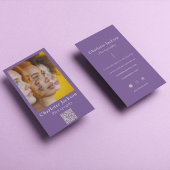 Benutzerdefiniertes Foto und Qr-Code Lila Lässig Visitenkarte