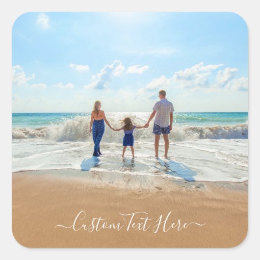 Benutzerdefiniertes Foto und Text - Eigenes Design Quadratischer Aufkleber (Vorderseite)