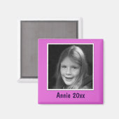 Benutzerdefiniertes Foto und Text in Pink Magnet (Vorderseite/Rückseite)