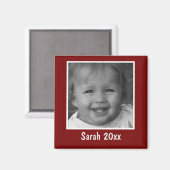 Benutzerdefiniertes Foto und Text in Rot Magnet (Vorderseite/Rückseite)