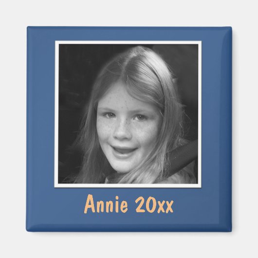 Benutzerdefiniertes Foto und Text mit Blue Gruß Magnet (Vorne)