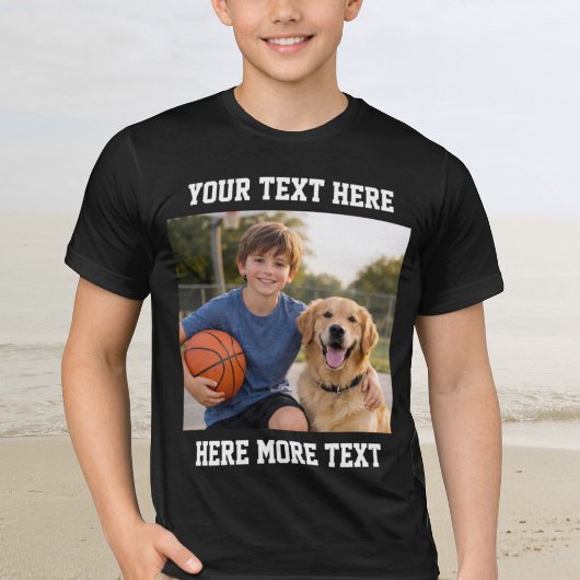 Benutzerdefiniertes Foto und Text oder Name Fett S T-Shirt