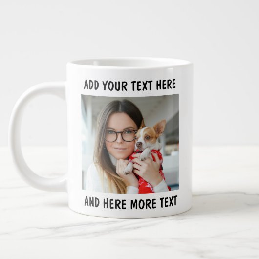 Benutzerdefiniertes Foto und Text oder Name Jumbo-Tasse (Links)