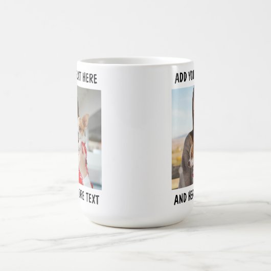 Benutzerdefiniertes Foto und Text oder Name Kaffeetasse (Mittel)