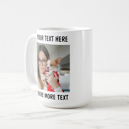 Benutzerdefiniertes Foto und Text oder Name Kaffeetasse (Vorderseite Links)
