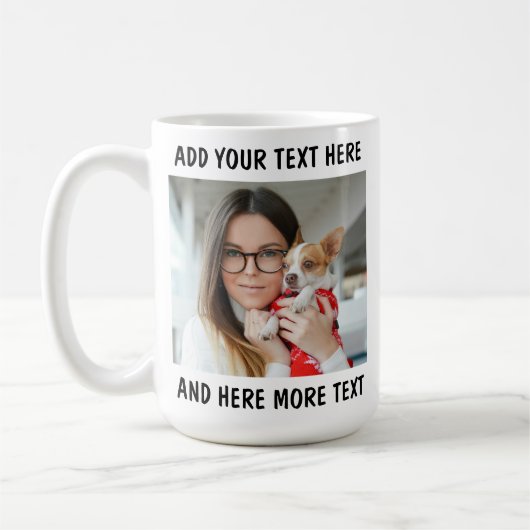 Benutzerdefiniertes Foto und Text oder Name Kaffeetasse (Links)