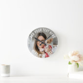Benutzerdefiniertes Foto und Text oder Name Runde Wanduhr (Zuhause)