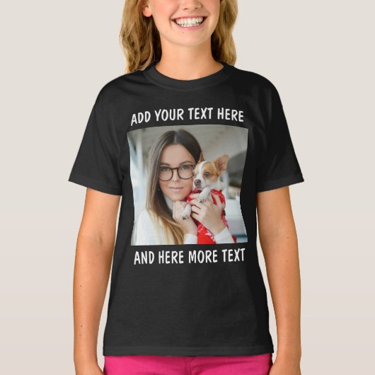 Benutzerdefiniertes Foto und Text oder Name T-Shirt (Vorderseite)
