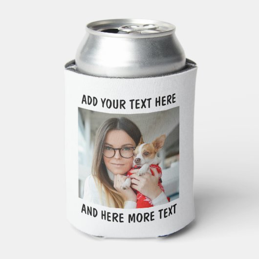 Benutzerdefiniertes Foto und Text oder Name Weiße Dosenkühler (Kanne Vorderseite)