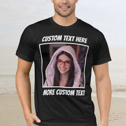 Benutzerdefiniertes Foto und Text oder Name Weiße T-Shirt