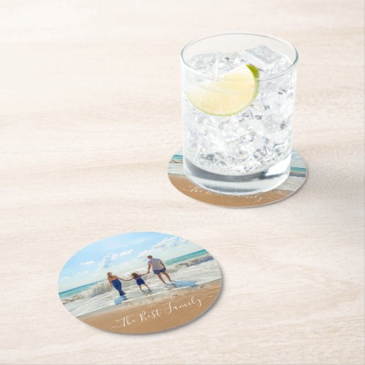 Benutzerdefiniertes Foto und Textentwurf Beste Pro Runder Pappuntersetzer (Vor Ort)